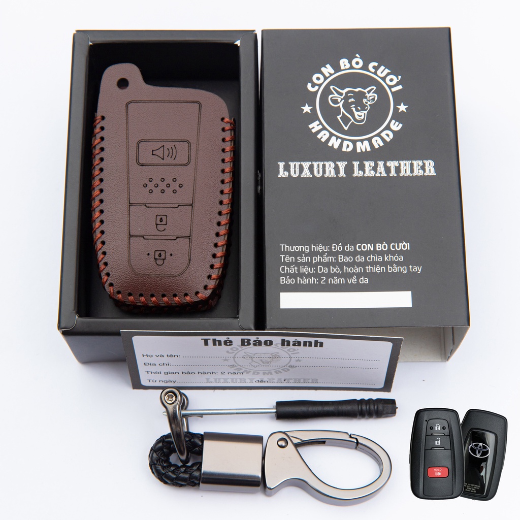 Bao Da Chìa Khoá Toyota Corolla Cross 2020-2022, Da Thật, Giá Tận Xưởng, Khắc Tên & Số ĐT Chủ Xe