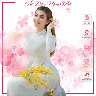Áo dài trắng kem nữ học sinh đi học cấp 3 truyền thống may sẵn lụa Mỹ cao cấp - Áo dài Nàng Thơ