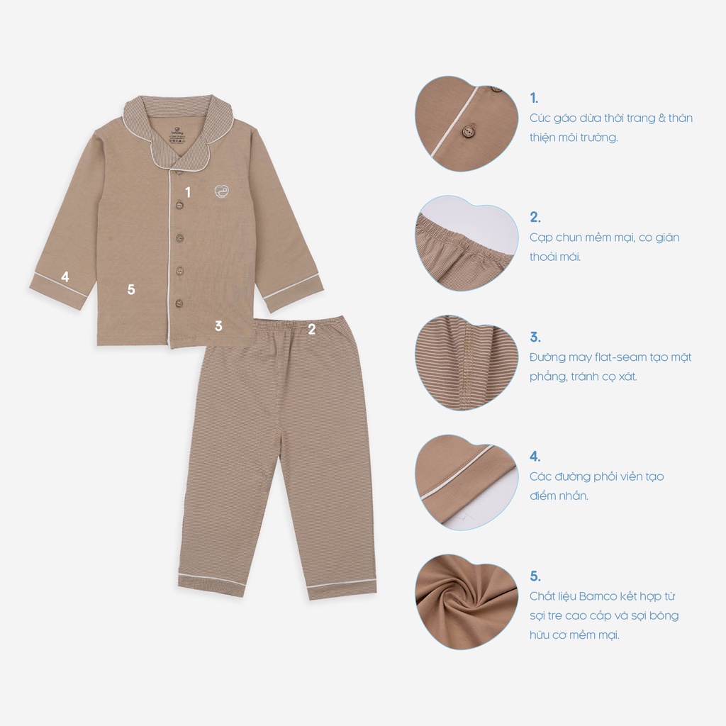 Bộ Pyjamas cho bé, Bộ Quần Áo cho bé mặc nhà chất liệu Sợi Tre Cotton BU Baby BBC110202