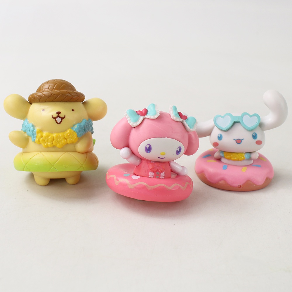 SANRIO Set 6 Mô Hình Mô Phỏng Nhân Vật Phim Hoạt Hình my melody Cinnamoroll kuromi pom purin q