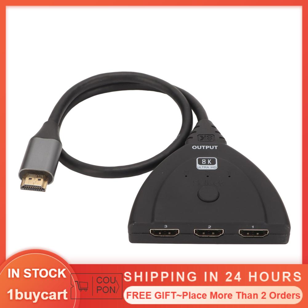 1buycart 8K HD Multimedia Interface Switch 3 in 1 Out 60Hz Support HDR 10 HDCP 2.3 2.1 Splitter for Xbox