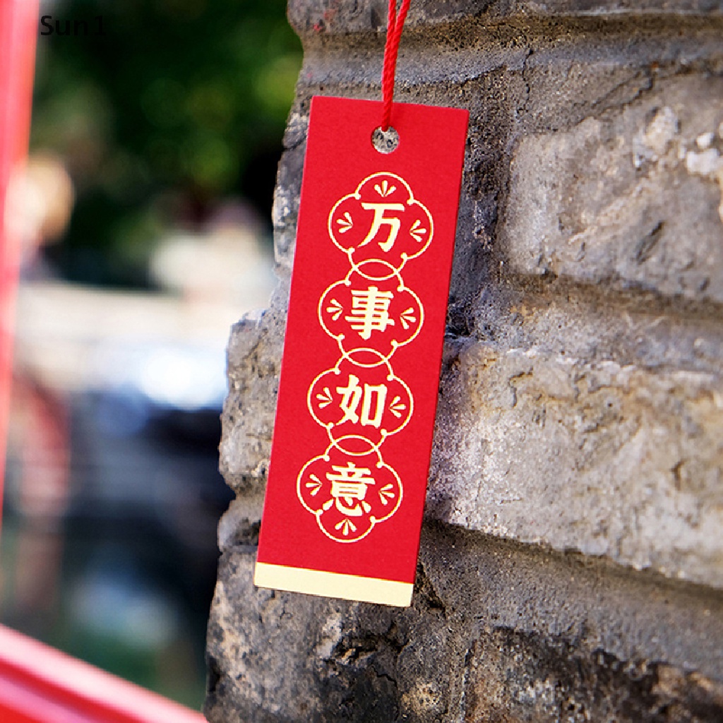 Set 20 Thẻ Chúc Mừng Năm Mới Màu Đỏ Trang Trí Đẹp Mắt