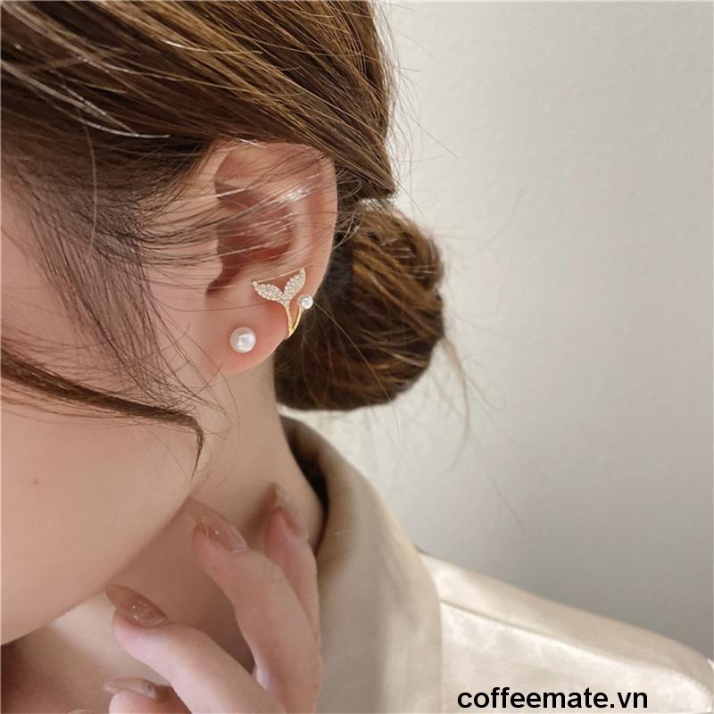 【coffeemate】⚡ Bông Tai Mạ Bạc 925 Đính Ngọc Trai Nhân Tạo Phong Cách Hàn Quốc Sang Trọng Dành Cho Nữ 2022