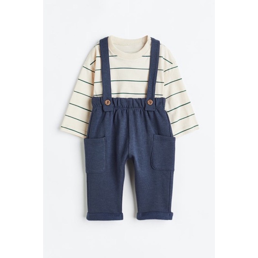 set áo dài tay kẻ +yếm xanh