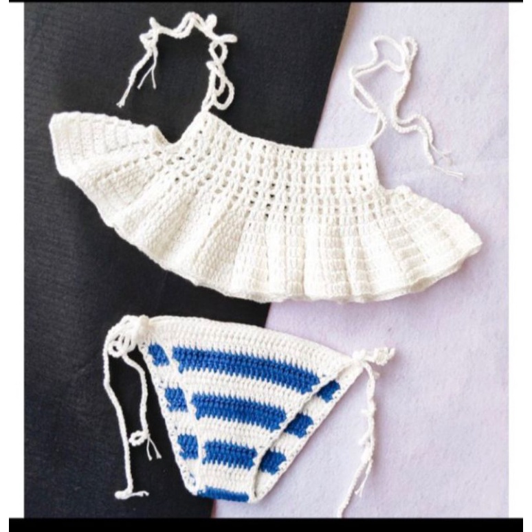 Bikini, đồ bơi kiểu áo 2 dây bèo xoè to cho bé