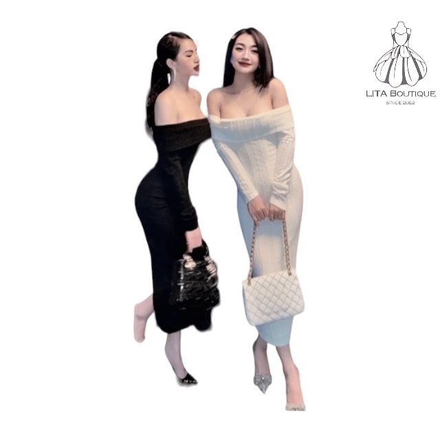Đầm Váy LITA Boutique V71 VÁY BODY LEN TRỄ VAI, chất len co gĩan may 2 lớp dày dặn, quyến rũ và sang trọng