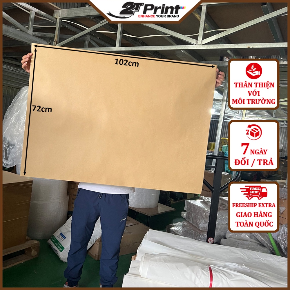 Combo 100 Tờ Giấy Kraft Nhật - Giấy Xi Măng Gói Hàng Size 72x102cm và 51x72cm, Loại Dai, Bền, Gói Quà, Quần Áo