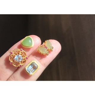 Charm bạc 925 đính Nephrite và Topaz thiên nhiên