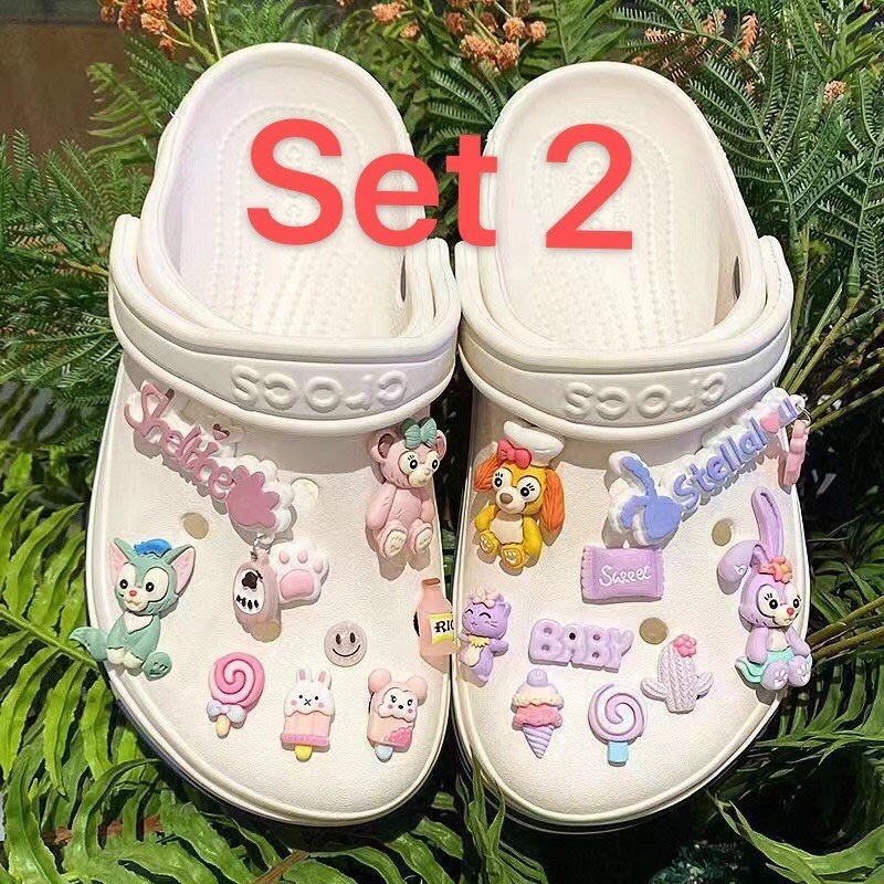 Sticker, charm, jibit gắn dép cross như ảnh