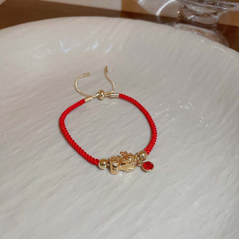 Vòng Tay Dây Đỏ Đính Đồng Xu May Mắn Thời Trang Trung Hoa