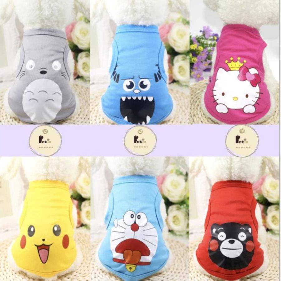 Quần áo cho chó mèo in hình cute loại ba lỗ (hè thu) đủ size