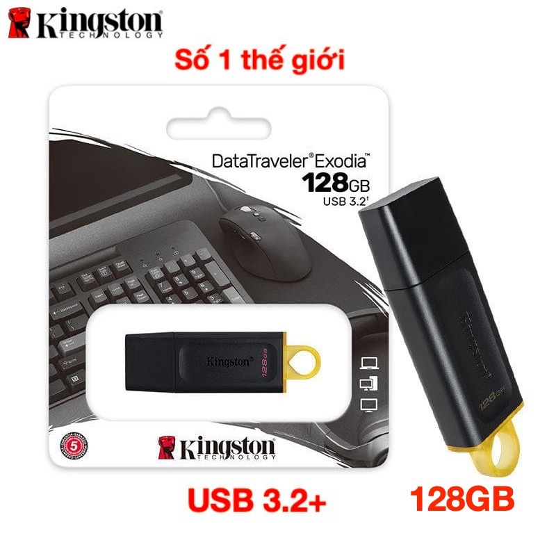 Ổ cứng di động USB 3.2 Kingston -16GB, 32GB, 64GB, 128GB-Bảo Hành 5 Năm-Hàng Chính Hãng FPT