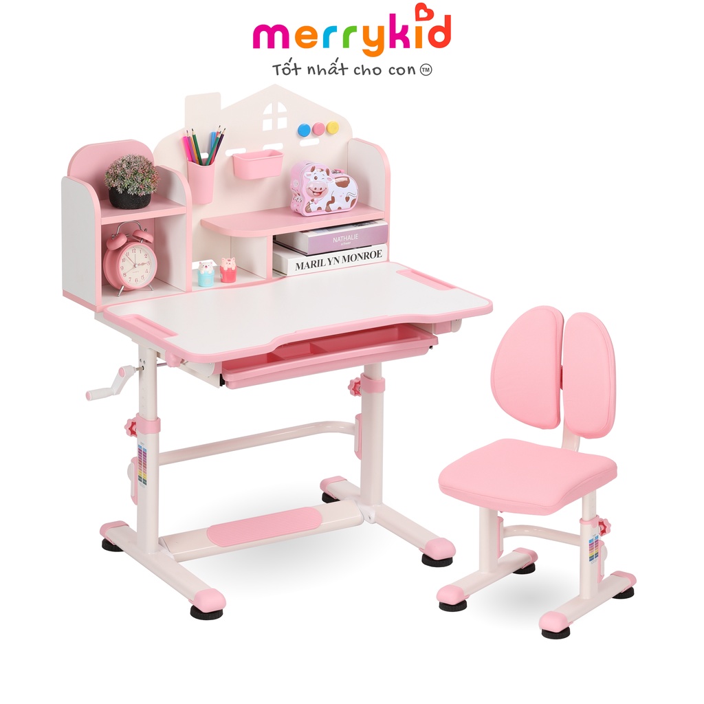 Bộ Bàn Ghế Học Thông Minh Thay Đổi Chiều Cao Chống Gù Chống Cận MERRYKID D8S-Pro