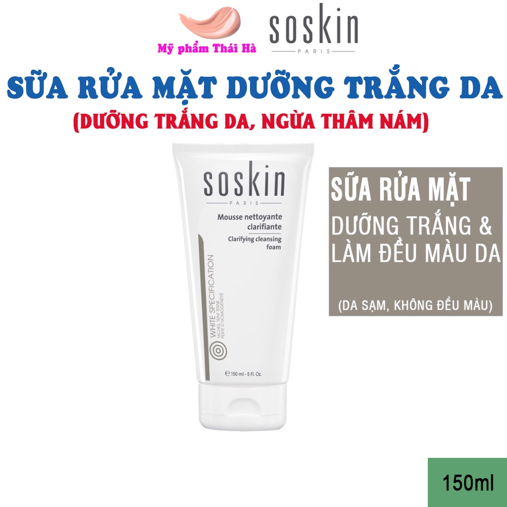 Sữa rửa mặt làm trắng da Soskin Clarifying Cleansing Foam 150 ml