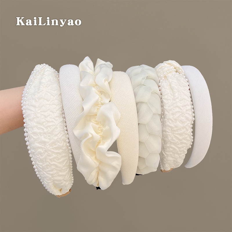 Băng Đô Cài Tóc Màu Trắng Thiết Kế Đơn Giản Thời Trang Cao Cấp