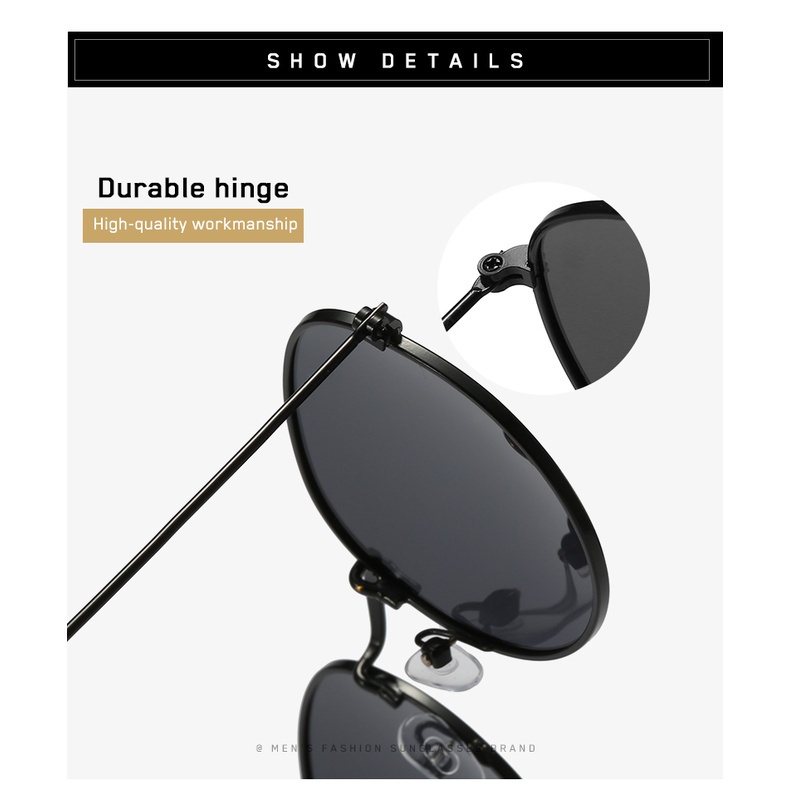 Kính Mát Phân Cực Gọng Tròn Bằng Kim Loại Phong Cách Cổ Điển Thời Trang Cho Nam Và Nữ