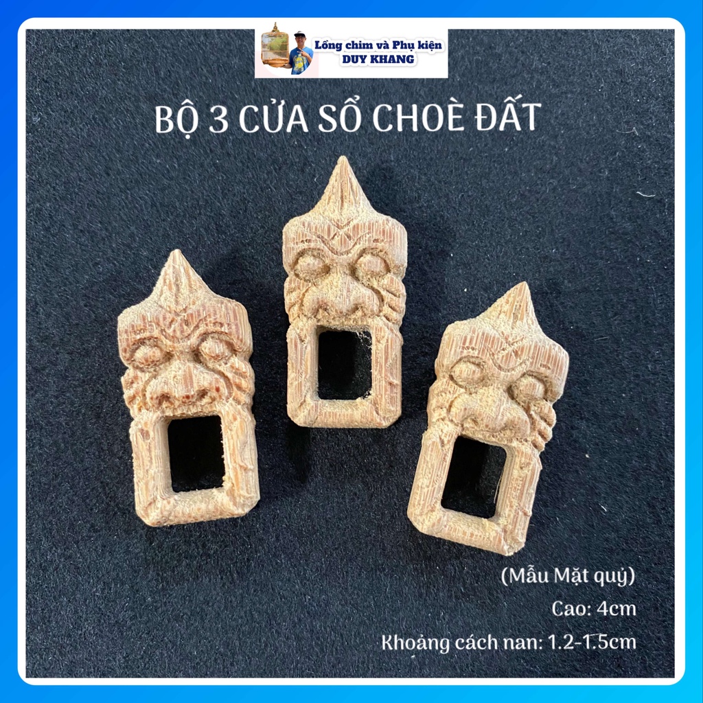 Bộ 3 cửa sổ lồng choè đất - mẫu mặt quỷ cao 4cm - phụ kiện lồng chim DUY KHANG
