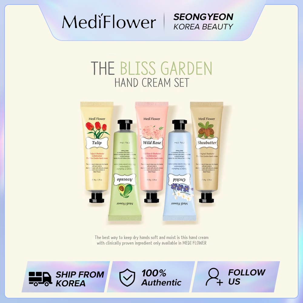 Kem Dưỡng Da Tay MediFlower The Bliss Garden (50g) 5 Loại = Tulip, Bơ, Hoa Lan, Hoa Lan, Kem Dưỡng Ẩm Tay Đẹp Nhất Hàn Quốc