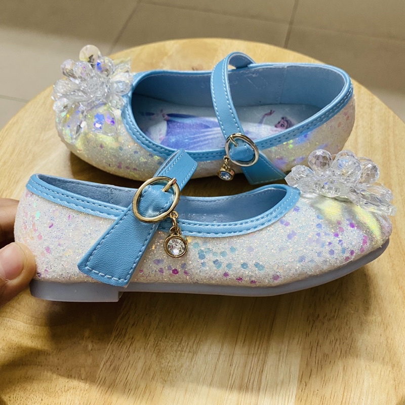 Giày búp bê công chúa Elsa đính đá cao cấp êm chân bé