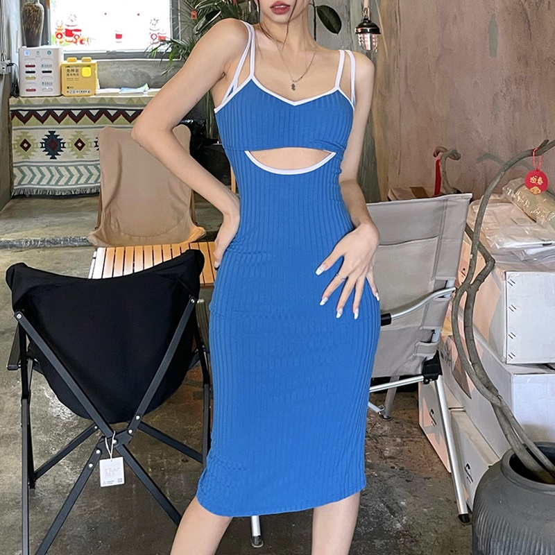 Đầm Midi Sát Nách Ôm Dáng Co Giãn Xẻ Tà Thời Trang Mùa Hè Cho Nữ