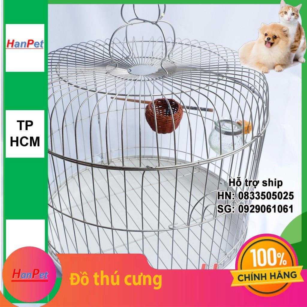 HCM-Lồng Cu gáy Chất liệu 100% inox không gỉ sét (Hanpet long chim inox) tặng áo lồng và máng ăn/