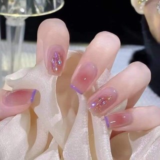 Set 24 móng tay giả Aurora sang chảnh nailbox miếng dán tiện lợi có ảnh thật