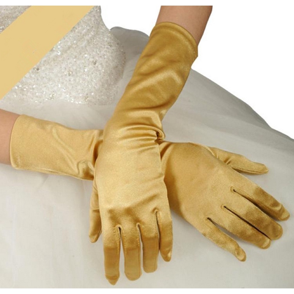 Găng Tay Lái Xe Vải Satin Dài Chống Nắng Cho Nữ