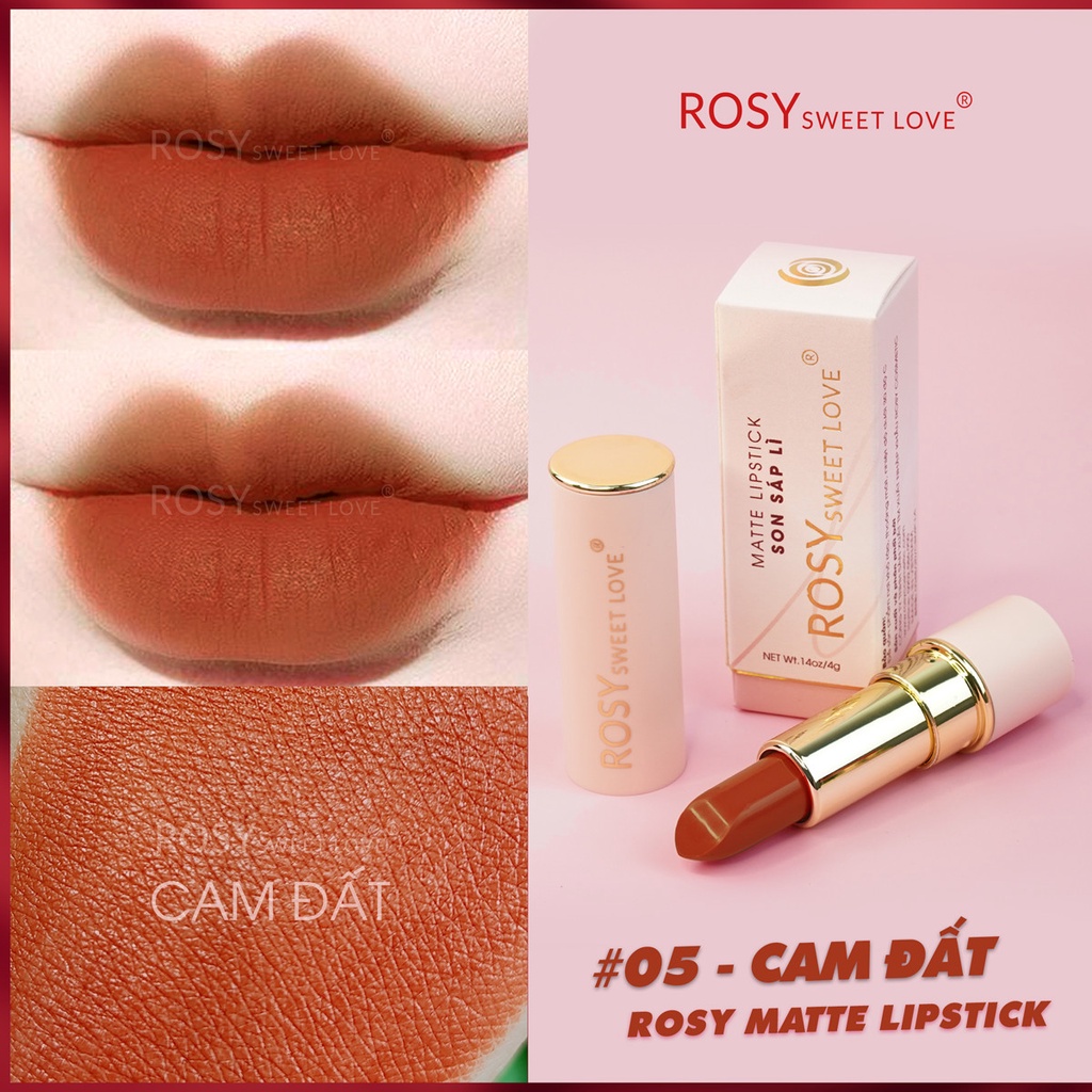 Son thỏi sáp ROSY SWEETLOVE hàng chính hãng, không chì, siêu lì, mềm môi