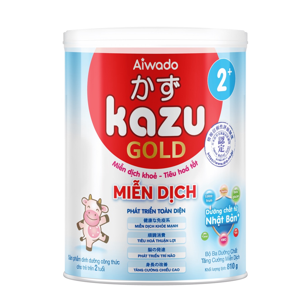 Sữa bột Aiwado KAZU MIỄN DỊCH GOLD 810g 2+ (trên 24 tháng) - SỮA MÁT MIỄN DỊCH