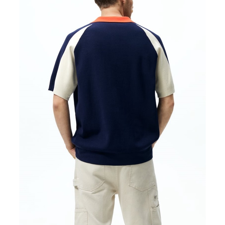 Áo polo Zara authentic KNIT COLOUR BLOCK size M