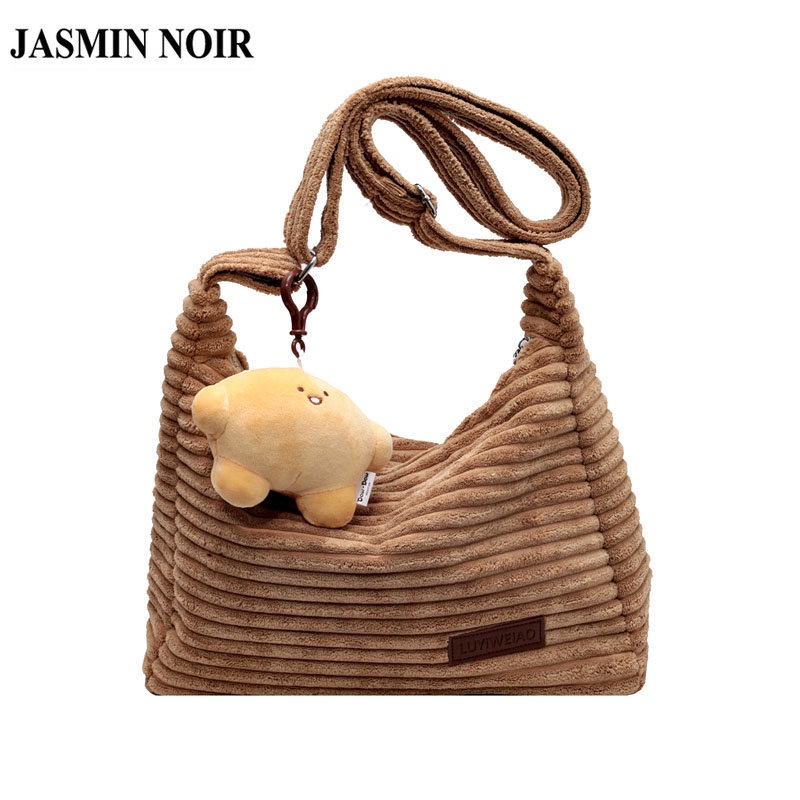 Túi Đeo JASMIN NOIR Chéo Vải Flannel Hình Bán Nguyệt Thiết Kế Đơn Giản Cá Tính Cho Nữ