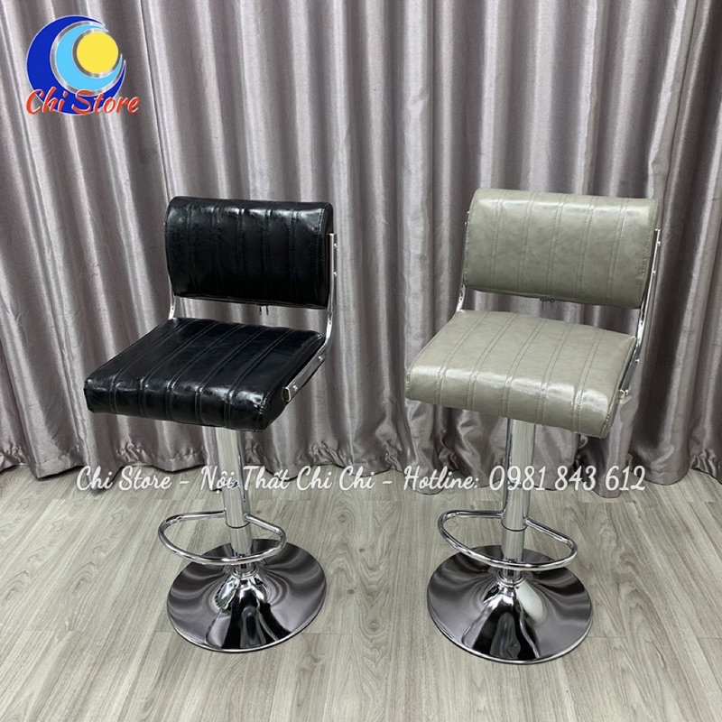 Ghế Bar Cao Xoay Mẫu HCN Khuyết, Ghế Ngồi Làm Tóc Salon Bọc Da Chỉnh Độ Cao 60-80cm Và Xoay 360 Độ