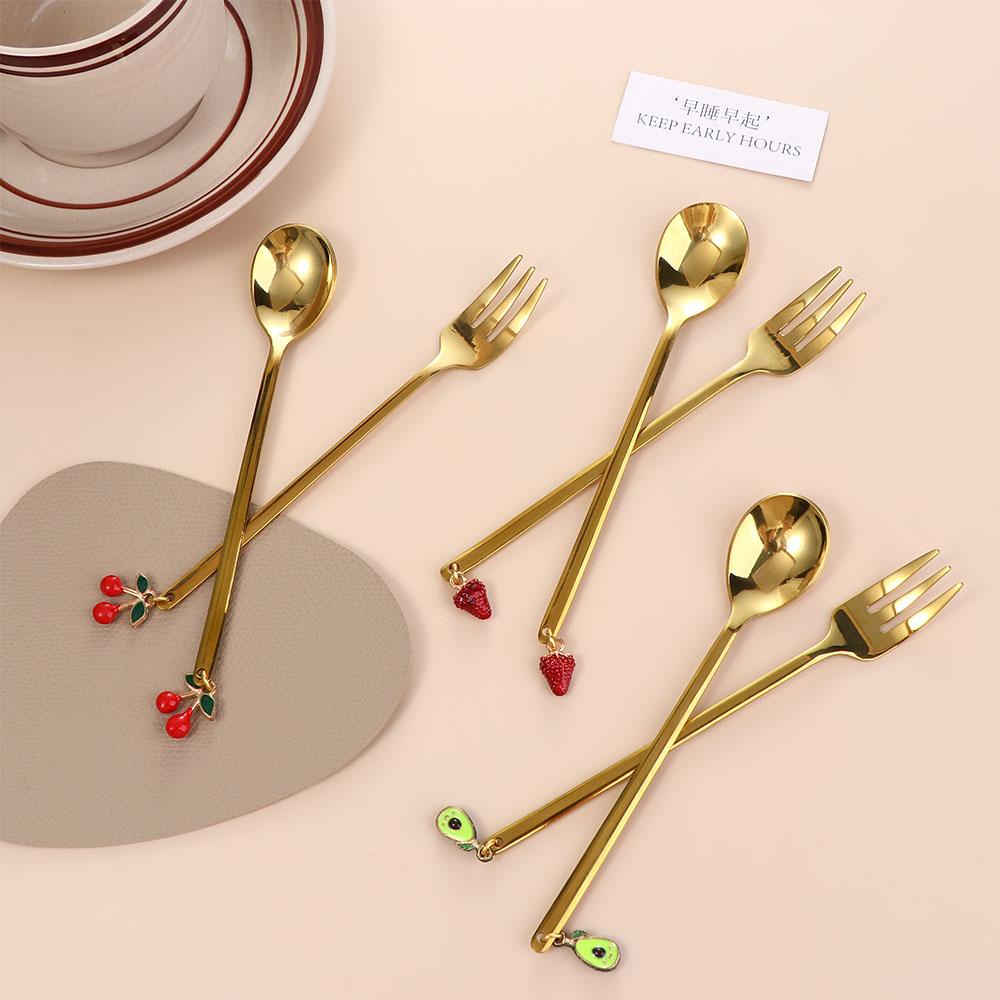 Muỗng Cà Phê / Nĩa Cán Dài Hình Trái Cây Dễ Thương