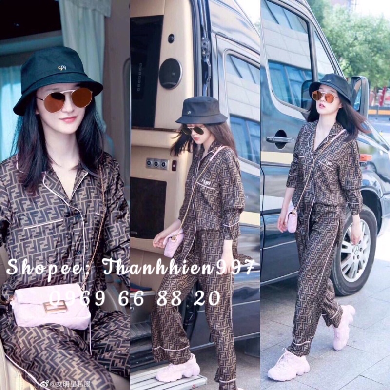 Bộ pijamma tay dài hãng DOZZIRA xọc đỏ lụa satin cao cấp quảng châu