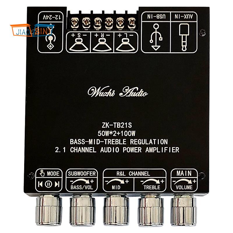 Bảng Mạch Khuếch Đại Âm Thanh ZK-TB21S Bluetooth 5.1 2.1Channel Cho Loa TPA3116D2 50Wx2 + 100W
