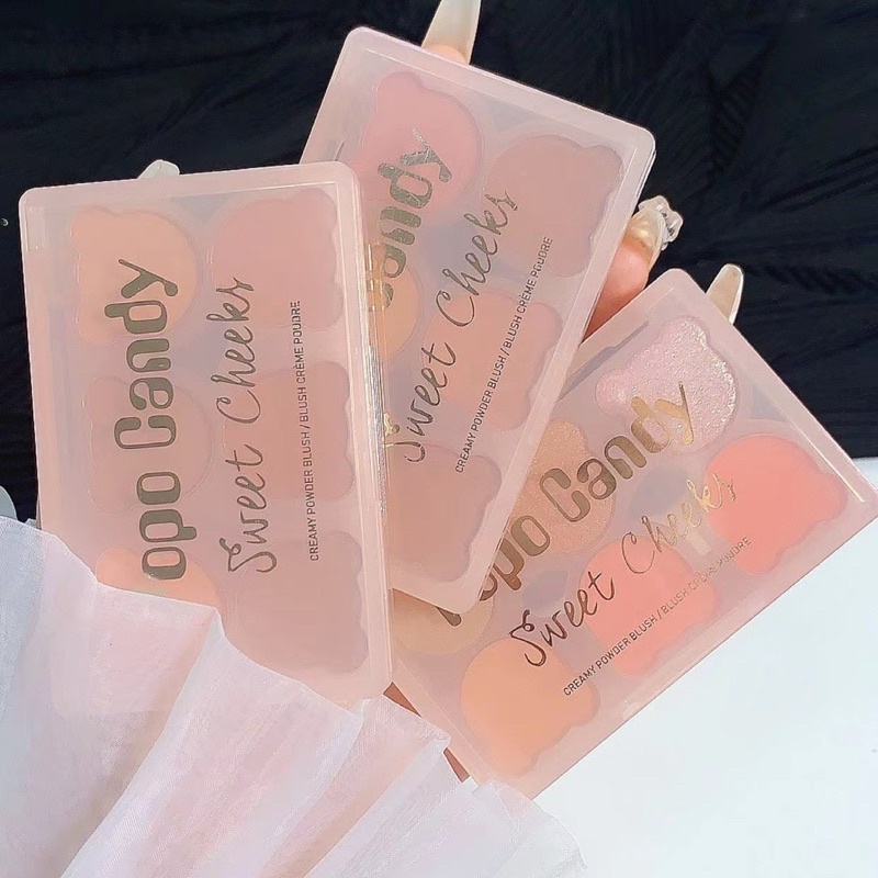 Phấn Má Hồng Tone Đất Màu Nude Tây 6 Ô Mini Hình Gấu - Blush Palette