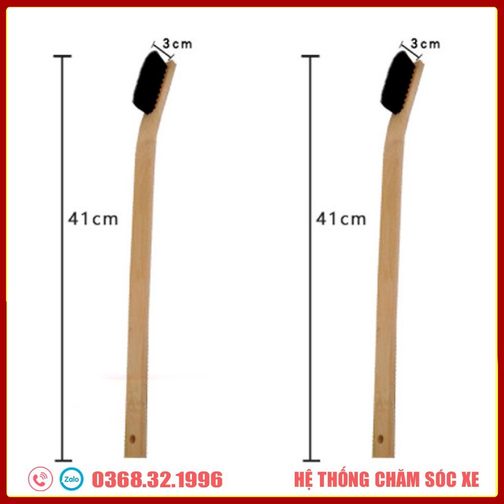 Bàn Chải Đa Năng - Chổi Vệ Sinh Nội Ngoại Thất Ô tô, Xe Máy Cán Gỗ dài 41cm x 3cm