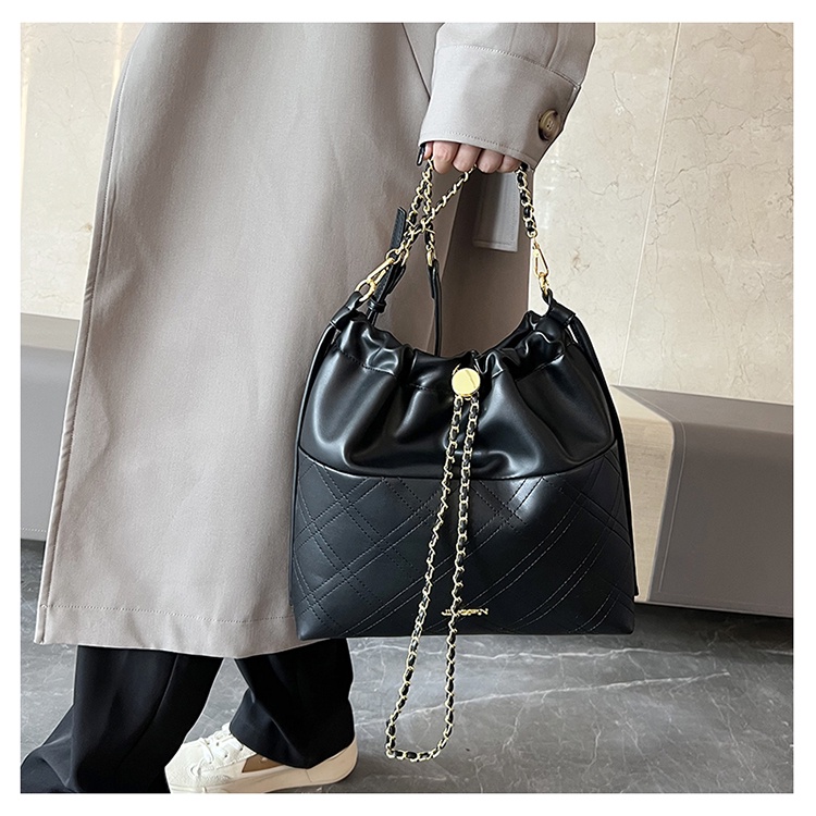 MISCHA Túi Xách Da PU Dây Rút Màu Trơn Sức Chứa Lớn Dễ Phối Đồ Thời Trang Cho Học Sinh