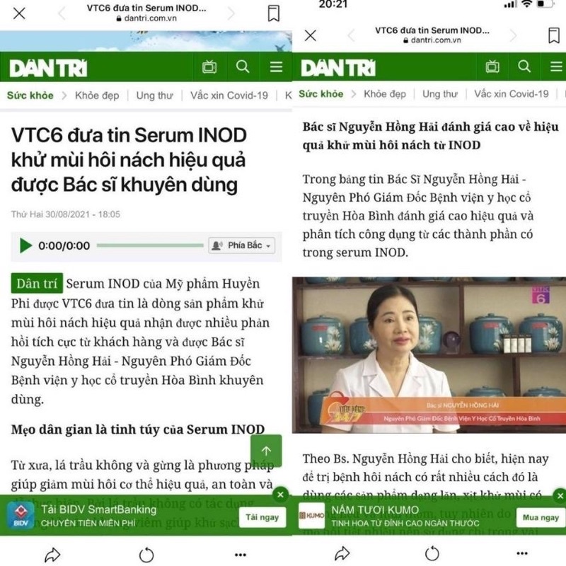 Serum hôi nách Inod Huyền Phi khử mùi hôi nách và hôi chân , có thẻ bảo hành.