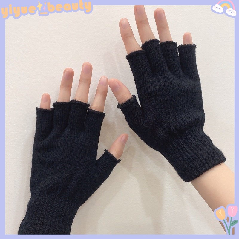 Găng Tay Len Hở Ngón Giữ Ấm Cho Nam Và Nữ
