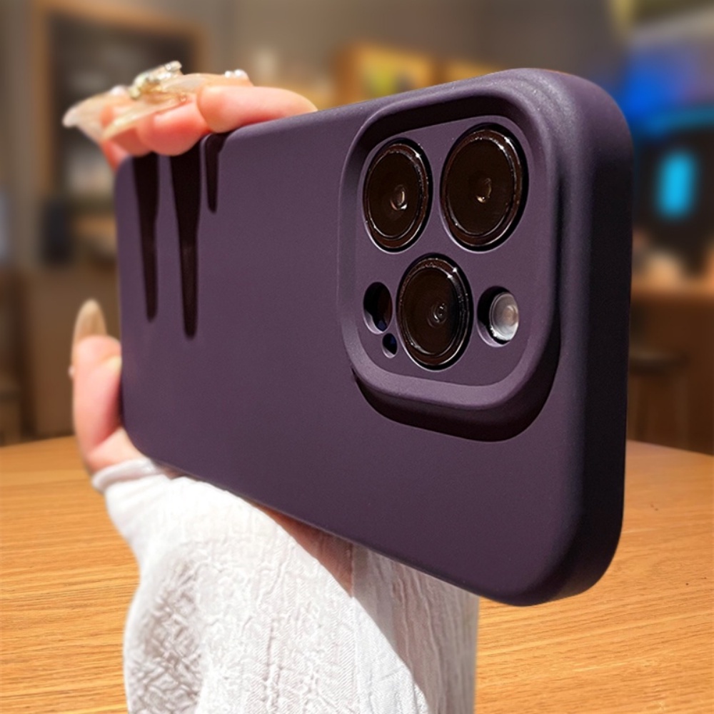 Ốp Điện Thoại Silicon Dẻo Màu Tím Đậm Đơn Giản Chống Trầy / Rơi Cho IPhone 14 13 12 11 Pro Max