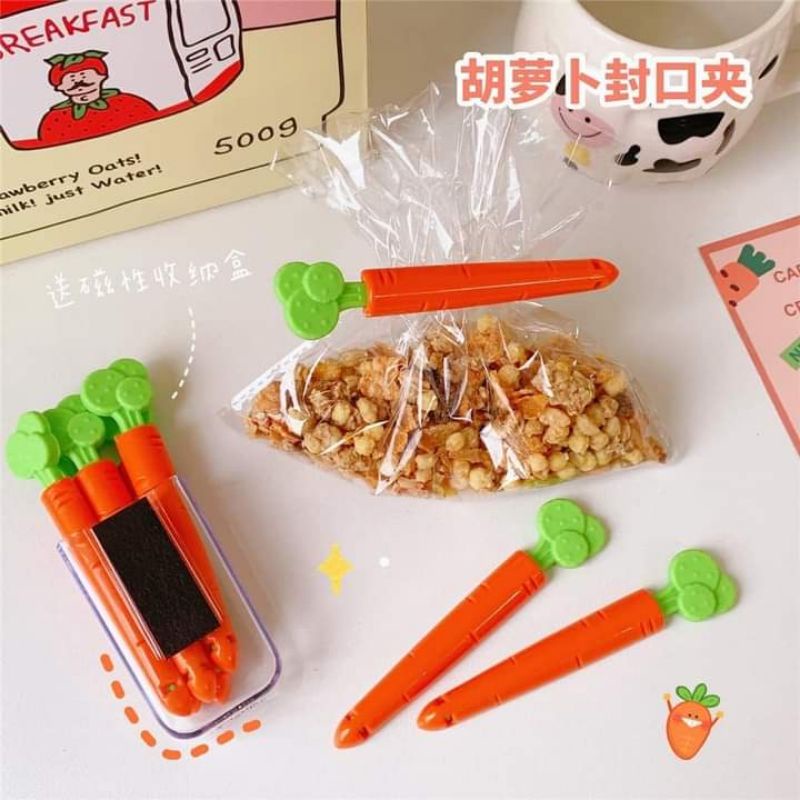 Set 5 kẹp niêm phong miệng túi hình carot siêu dễ thương tiện lợi