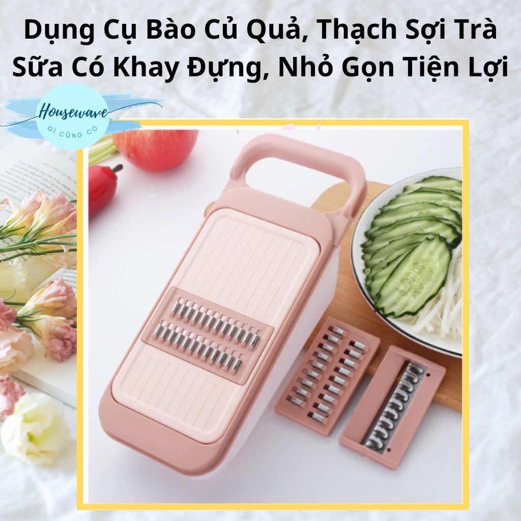 Dụng Cụ Bào Củ Quả, Thạch Sợi Trà Sữa Có Khay Đựng, Nhỏ Gọn Tiện Lợi