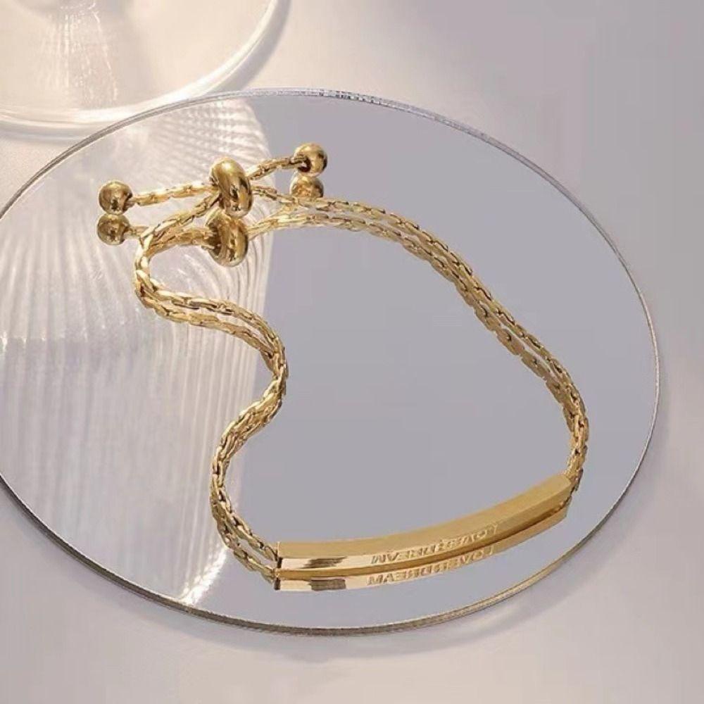 LOMBARD Vòng Tay Thép Titan Thiết Kế Đơn Giản Có Thể Điều Chỉnh Phong Cách Hàn Quốc Cho Cặp Đôi