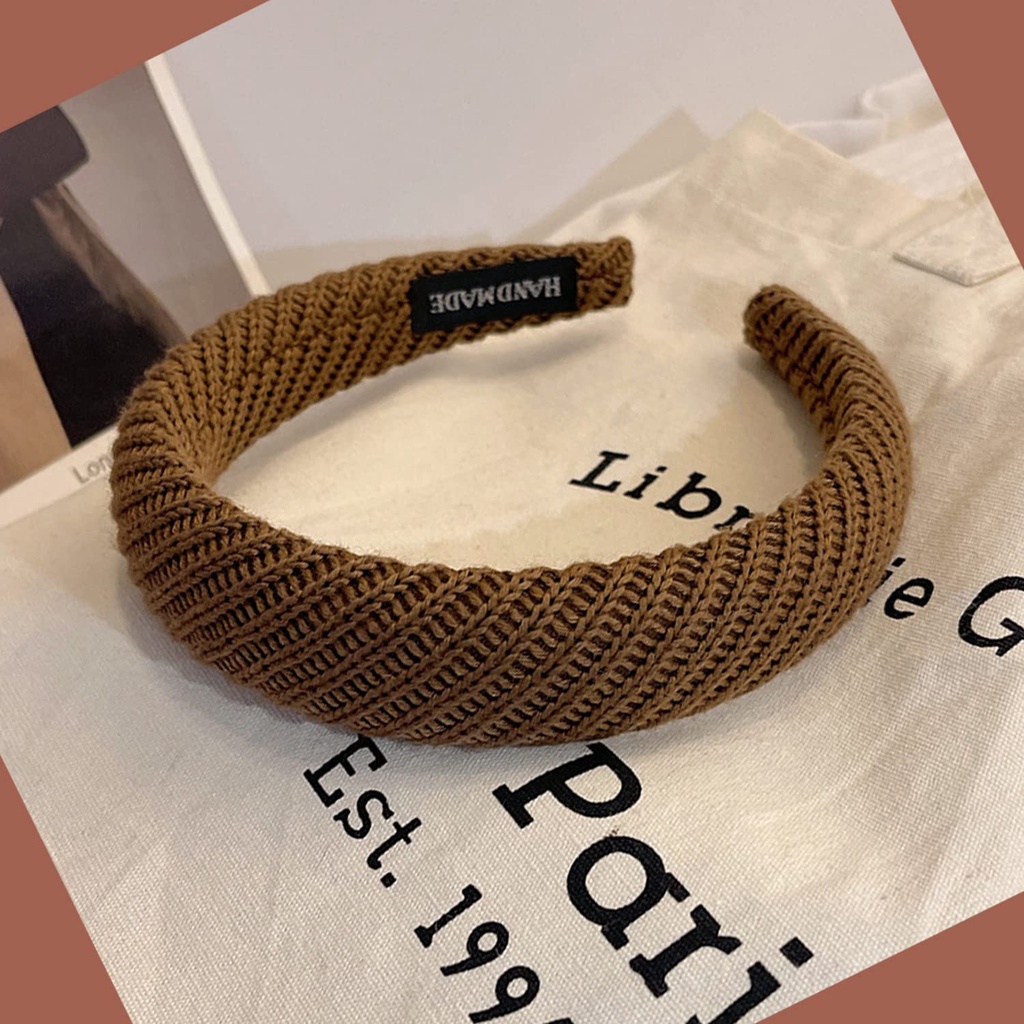 Băng Đô Len Co Giãn Màu Trơn Phong Cách Retro Thời Trang Cho Nữ CR1