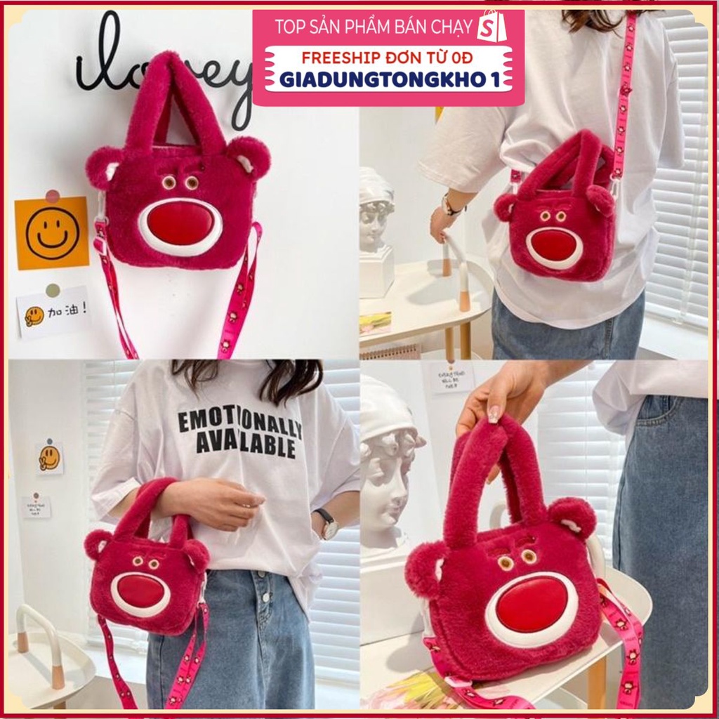 PVN54226 Túi Phối Lông Mềm Dễ Thương Cho Nữ Gấu Dâu Giá Rẻ