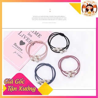 Dây chun cột tóc,chun buộc tóc 3 dây có hạt đính kèm phong cách hàn Quốc