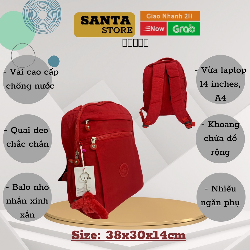 Balo vải dù thời trang nữ Kipling KL2129 đi học cao cấp SANTA STORE  Ulzzang Hàn Quốc nhiều ngăn xinh xắn đựng Laptop