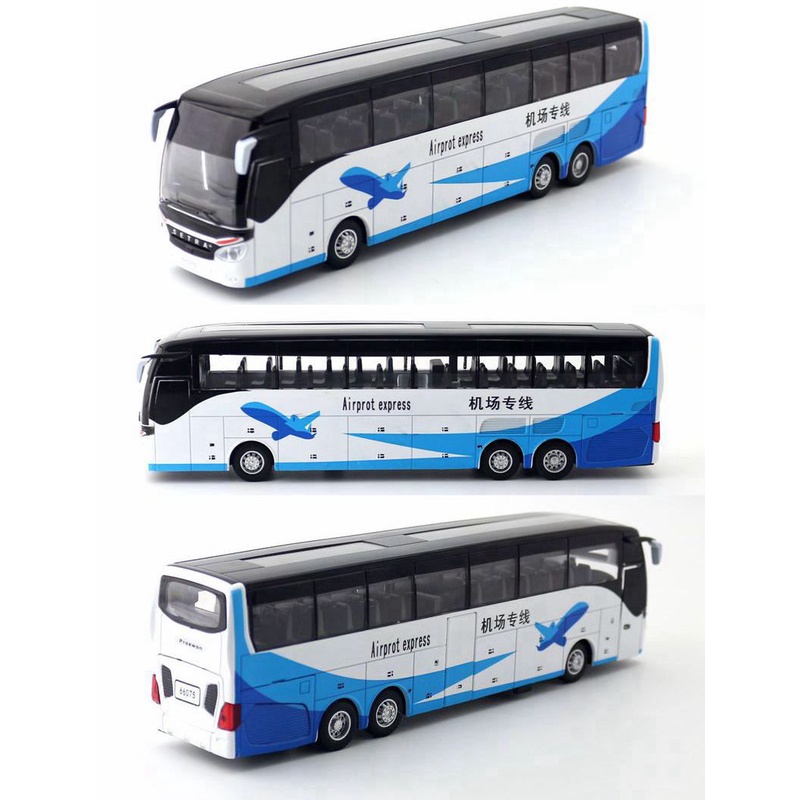 Mô hình xe bus chở khách hạng thương gia KAVY bằng hợp kim có nhạc và đèn mở được tất cả cánh cửa