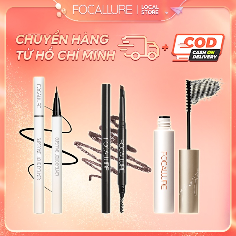 Bộ 3 mảnh FOCALLURE Eye Chứa bút kẻ mắt + chì kẻ mày + mascara